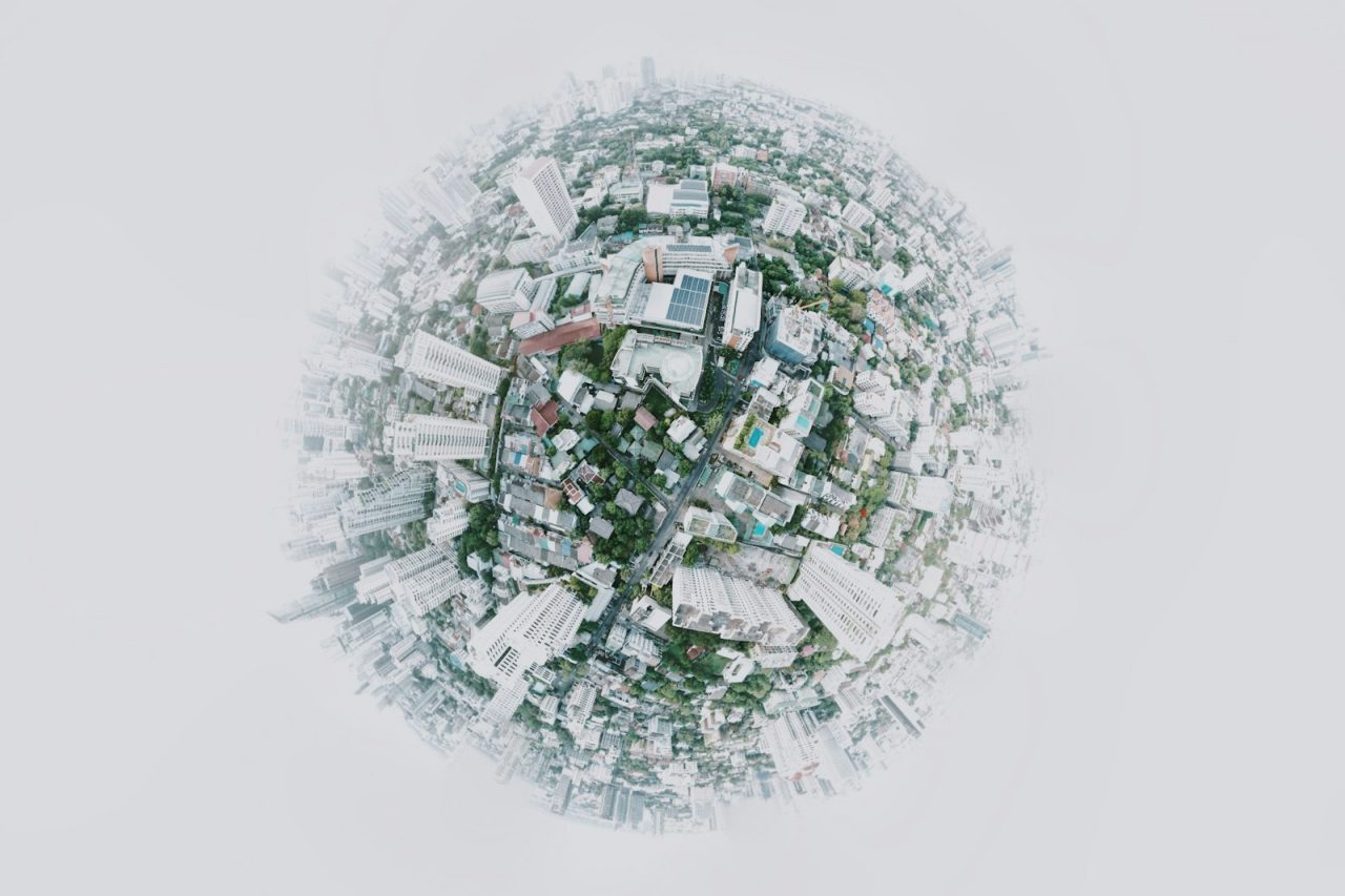Photo by Joshua Rawson-Harris fish eye photography of city